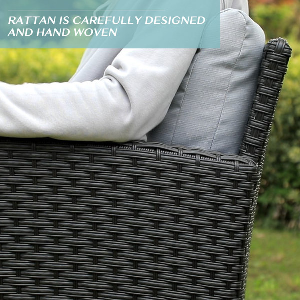 Red Barrel Studio® 2Sets Rattan Patio Chair With Cushions And Ottoman